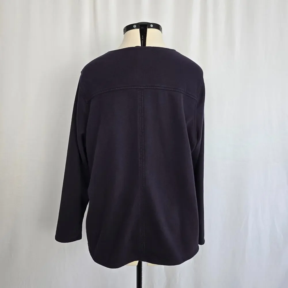 Lands' End Side Zip Sweater Women's 2X Dark Blue Long Sleeves